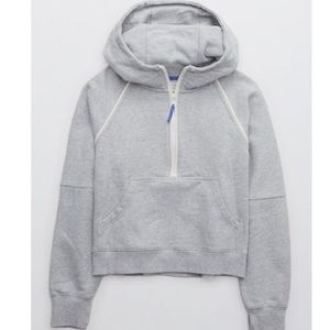 Offline by Aerie Throwback Quarter Zip Gray XS NWOT